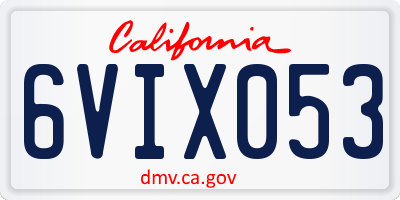CA license plate 6VIX053