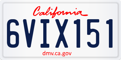 CA license plate 6VIX151