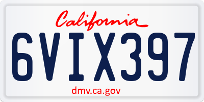 CA license plate 6VIX397