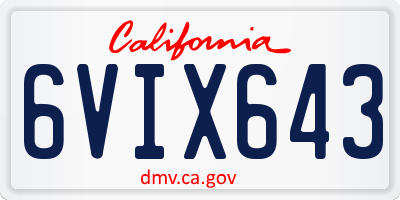 CA license plate 6VIX643