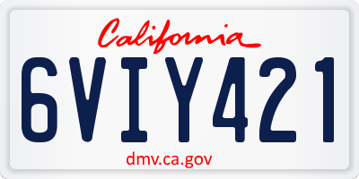 CA license plate 6VIY421
