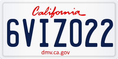 CA license plate 6VIZ022