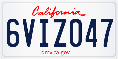 CA license plate 6VIZ047