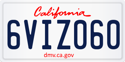 CA license plate 6VIZ060