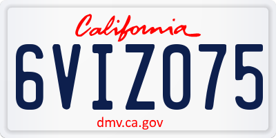 CA license plate 6VIZ075