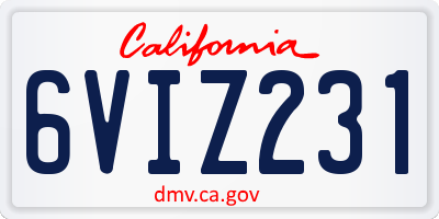 CA license plate 6VIZ231