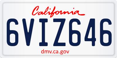 CA license plate 6VIZ646