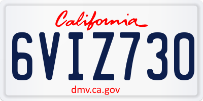 CA license plate 6VIZ730
