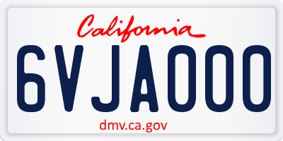 CA license plate 6VJA000