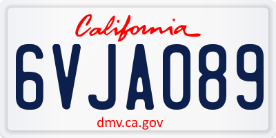 CA license plate 6VJA089