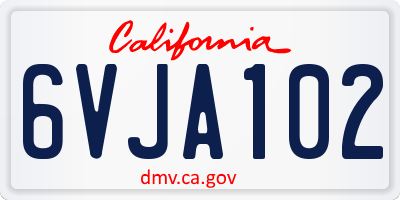 CA license plate 6VJA102