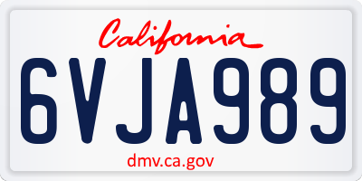 CA license plate 6VJA989