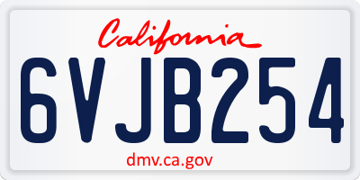 CA license plate 6VJB254