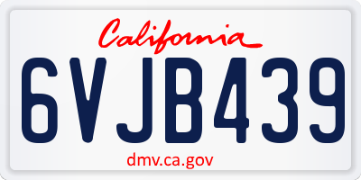 CA license plate 6VJB439