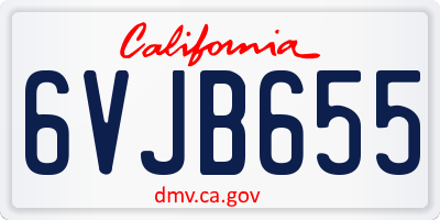 CA license plate 6VJB655