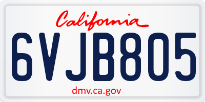 CA license plate 6VJB805