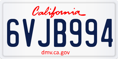 CA license plate 6VJB994