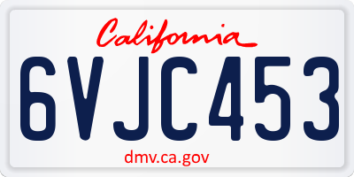 CA license plate 6VJC453