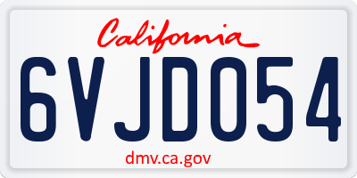 CA license plate 6VJD054
