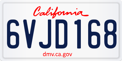 CA license plate 6VJD168