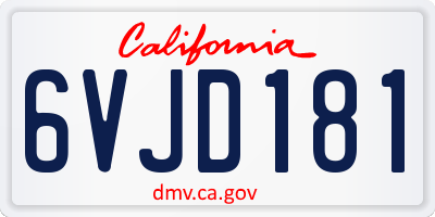 CA license plate 6VJD181