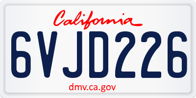 CA license plate 6VJD226