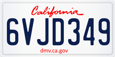CA license plate 6VJD349