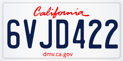 CA license plate 6VJD422