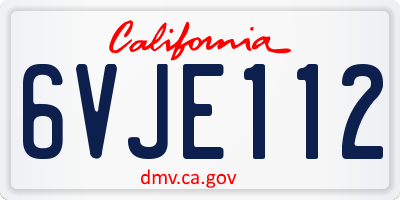 CA license plate 6VJE112