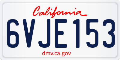 CA license plate 6VJE153