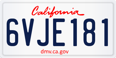CA license plate 6VJE181