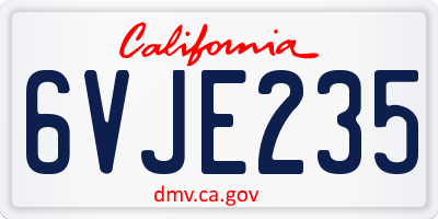 CA license plate 6VJE235