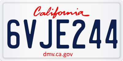 CA license plate 6VJE244