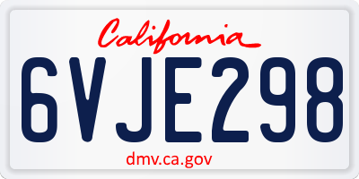 CA license plate 6VJE298