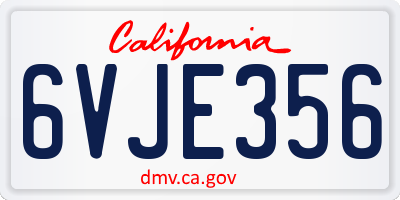 CA license plate 6VJE356