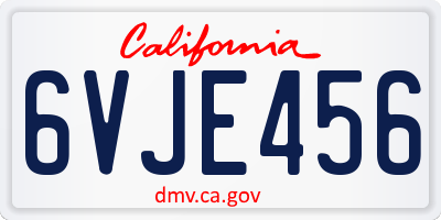 CA license plate 6VJE456