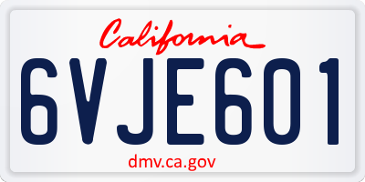 CA license plate 6VJE601