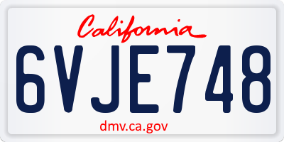 CA license plate 6VJE748
