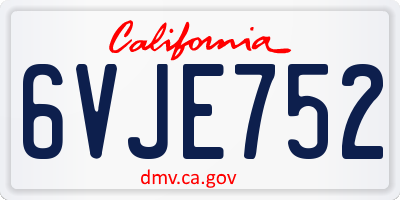 CA license plate 6VJE752
