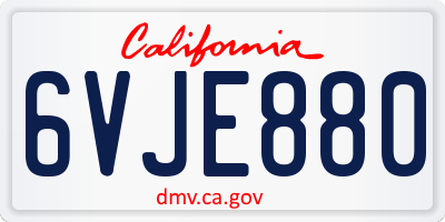 CA license plate 6VJE880