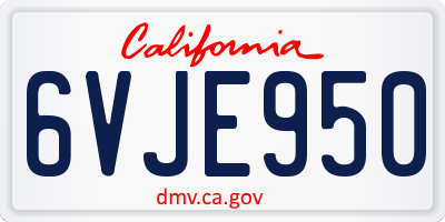 CA license plate 6VJE950