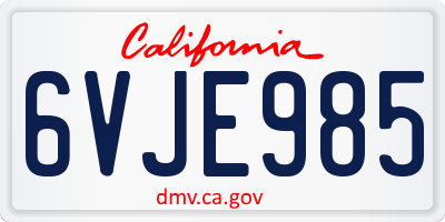 CA license plate 6VJE985