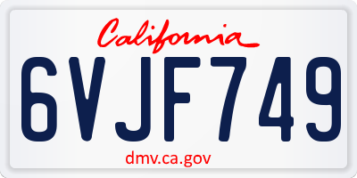 CA license plate 6VJF749