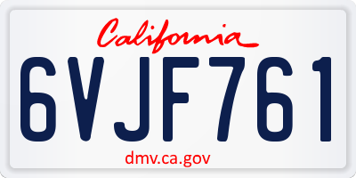 CA license plate 6VJF761