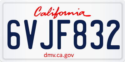CA license plate 6VJF832