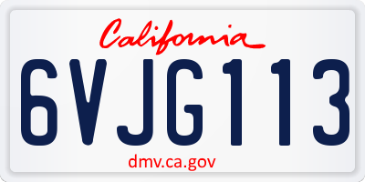 CA license plate 6VJG113