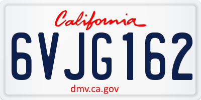 CA license plate 6VJG162