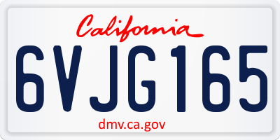 CA license plate 6VJG165