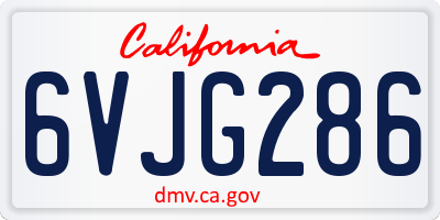 CA license plate 6VJG286