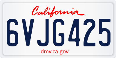 CA license plate 6VJG425